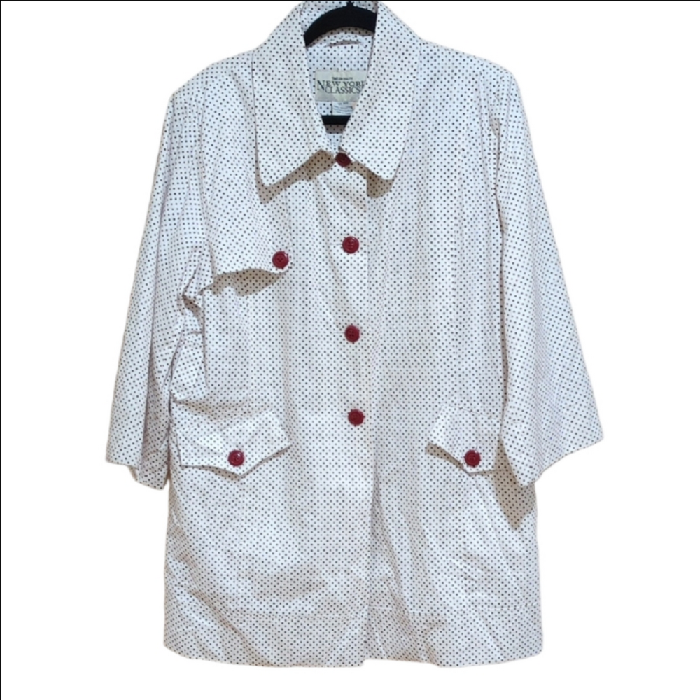 New York Classics White Polka Dot Jacket Size 14W